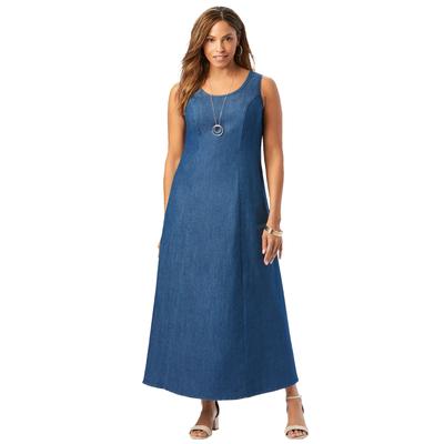 Plus Size Women's Denim Maxi Dress by Jessica London in Medium Stonewash (Size 14)