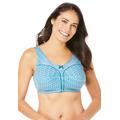 Plus Size Women's Cotton Back-Close Wireless Bra by Comfort Choice in Deep Teal Geo Tile (Size 54 C)