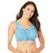 Plus Size Women's Cotton Back-Close Wireless Bra by Comfort Choice in Deep Teal Geo Tile (Size 50 B)