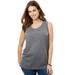 Plus Size Women's Perfect Scoopneck Tank by Woman Within in Medium Heather Grey (Size L) Top