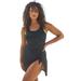 Plus Size Women's Crochet Faux-Wrap Maillot by Swim 365 in Black (Size 24)