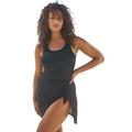 Plus Size Women's Crochet Faux-Wrap Maillot by Swim 365 in Black (Size 20)