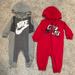 Nike One Pieces | Hooded Long Sleeve Bodysuit | Color: Gray/Red | Size: 6mb