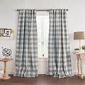 Elrene Home Fashions Farmhouse Living Grainger Buffalo-Check Blackout Window Curtain, Living Room and Bedroom Drape with Rod Pocket Tabs, 52" x 84", Chambray, 1 Panel