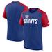 Men's Nike Heathered Royal/Heathered Red New York Giants Color Block Team Name T-Shirt