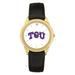 Gold TCU Horned Frogs Team Logo Leather Wristwatch