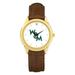 Unisex Gold/Brown William & Mary Tribe Team Logo Leather Wristwatch