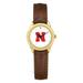 Women's Gold/Brown Nebraska Huskers Medallion Leather Watch