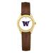 Women's Gold/Brown Washington Huskies Medallion Leather Watch