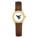 Women's Gold/Brown West Virginia Mountaineers Medallion Leather Watch