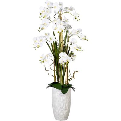 Kunstorchidee CREATIV GREEN "Deko-Orchidee Phalaenopsis XXL im Keramiktopf", weiß, B:65cm H:160cm L:50cm, Obermaterial: 100% Polyethylen, Kunstpflanzen Image