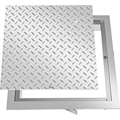 Stahl Schachtabdeckung begehbar Silber Öffnungsgröße 50x50 cm, Schachtdeckel quadratisch eckig mit