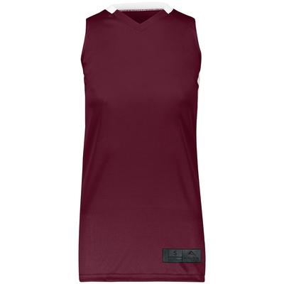 Augusta Sportswear 1732 Athletic Women's Step-Back Basketball Jersey T-Shirt in Maroon/White size Small | Polyester