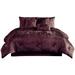 Jay 7 Piece Queen Comforter Set, Purple Polyester Velvet, Deluxe Texture