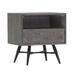 Amber 23 Inch Modern Wood Nightstand, 2 Drawers, Metal Splayed Legs, Gray