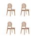 Manhattan Comfort Versailles Round Dining Chair in Black and Natural Cane - Set of 2