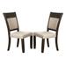 Brian 25 Inch Dining Side Chair, Fabric Upholstered, Set of 2, Brown, Beige