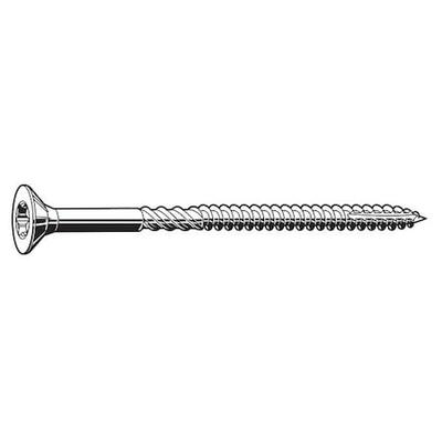 ZORO SELECT U30105.019.0300 Wood Screw, No. 10, 3 in, Zinc Yellow Steel Flat