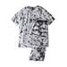 Men's Big & Tall Lightweight Cotton Novelty PJ Set by KingSize in Black White Marble (Size 5XL) Pajamas