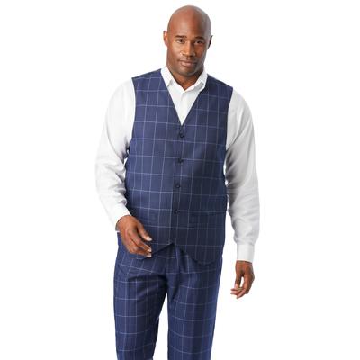 Men's Big & Tall KS Signature Easy Movement® 5-Button Suit Vest by KS Signature in Navy Check (Size 62)