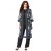 Plus Size Women's Three-Piece Duster & Pant Suit by Roaman's in Black Paisley Garden (Size 32 W) Formal Sheer Duster Pull On Wide Leg