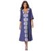 Plus Size Women's Embroidered Long Dress by Roaman's in Navy Medallion Embroidery (Size 18/20)