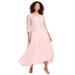 Plus Size Women's Lace Popover Dress by Roaman's in Pale Blush (Size 40 W)