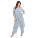 Plus Size Women's Three-Piece Lace Duster & Pant Suit by Roaman's in Pearl Grey (Size 36 W)