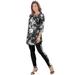 Plus Size Women's Printed Set by Roaman's in Black Spray Tie Dye (Size 26/28)