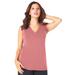 Plus Size Women's Ultrasmooth® Fabric V-Neck Tank by Roaman's in Desert Rose (Size 22/24) Top Stretch Jersey Sleeveless Tee