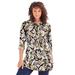 Plus Size Women's Boatneck Ultimate Tunic with Side Slits by Roaman's in Natural Fresh Floral (Size 12) Long Shirt