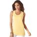 Plus Size Women's Scoopneck Tank by Roaman's in Banana (Size 1X) Top 100% Cotton Layering A-Shirt