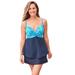 Plus Size Women's Bra-Sized Cross-Front Tankini Top by Swim 365 in Aqua Leopard (Size 42 DD)