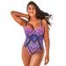 Plus Size Women's Macrame Underwire One Piece Swimsuit by Swimsuits For All in Vibrant Sunset (Size 6)