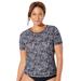 Plus Size Women's Chlorine Resistant Swim Tee by Swimsuits For All in Black Abstract Stripe (Size 18)