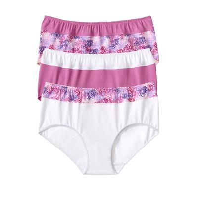 Plus Size Women's Full Coverage Stretch Cotton Color Block Brief 3-Pack by Comfort Choice in Pretty Orchid Assorted (Size 14) Underwear