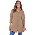 Plus Size Women's Kate Tunic Big Shirt by Roaman's in Brown Sugar (Size 42 W) Button Down Tunic Shirt