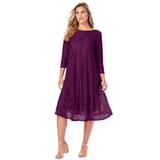 Plus Size Women's Lace Swing Dress by Roaman's in Dark Berry (Size 18/20)