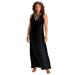 Plus Size Women's Ultrasmooth® Fabric Print Maxi Dress by Roaman's in Black Gold Scroll (Size 22/24) Stretch Jersey Long Length Printed
