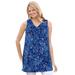 Plus Size Women's Perfect Printed Sleeveless Shirred V-Neck Tunic by Woman Within in Evening Blue Paisley (Size 34/36)