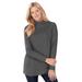 Plus Size Women's Perfect Long-Sleeve Mockneck Tee by Woman Within in Medium Heather Grey (Size M) Shirt