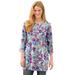 Plus Size Women's Perfect Printed Three-Quarter-Sleeve Scoopneck Tunic by Woman Within in Heather Grey Field Floral (Size 4X)