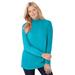 Plus Size Women's Perfect Long-Sleeve Mockneck Tee by Woman Within in Pretty Turquoise (Size 5X) Shirt
