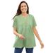 Plus Size Women's Eyelet Henley Tee by Woman Within in Sage (Size 3X) Shirt