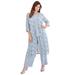 Plus Size Women's Three-Piece Lace Duster & Pant Suit by Roaman's in Pearl Grey (Size 32 W) Duster, Tank, Formal Evening Wide Leg Trousers