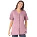 Plus Size Women's 7-Day Short-Sleeve Baseball Tunic by Woman Within in Dusty Pink (Size 12)