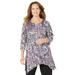 Plus Size Women's AnyWear Fluid Tunic by Catherines in Black Graphic Scroll (Size 3X)