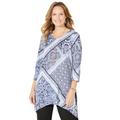 Plus Size Women's AnyWear Fluid Tunic by Catherines in Navy Scarf Print (Size 4X)