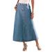 Plus Size Women's Complete Cotton A-Line Kate Skirt by Roaman's in Light Stonewash (Size 36 W)