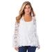 Plus Size Women's Bell-Sleeve Lace Jacket by Roaman's in White (Size 26 W)